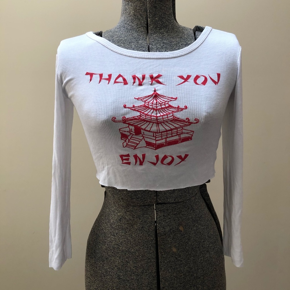 THANK YOU ENJOY cropped tee